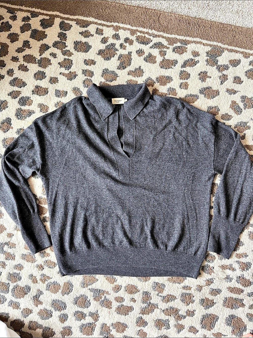 The Reset R Label Wool Cashmere Polo Sweater Gray XL